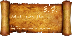 Bakai Friderika névjegykártya